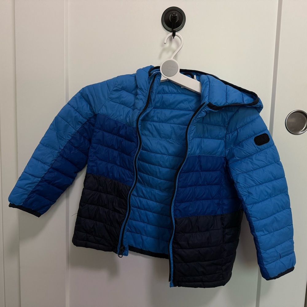 Kids Blue Colorblock Puffer Jacket